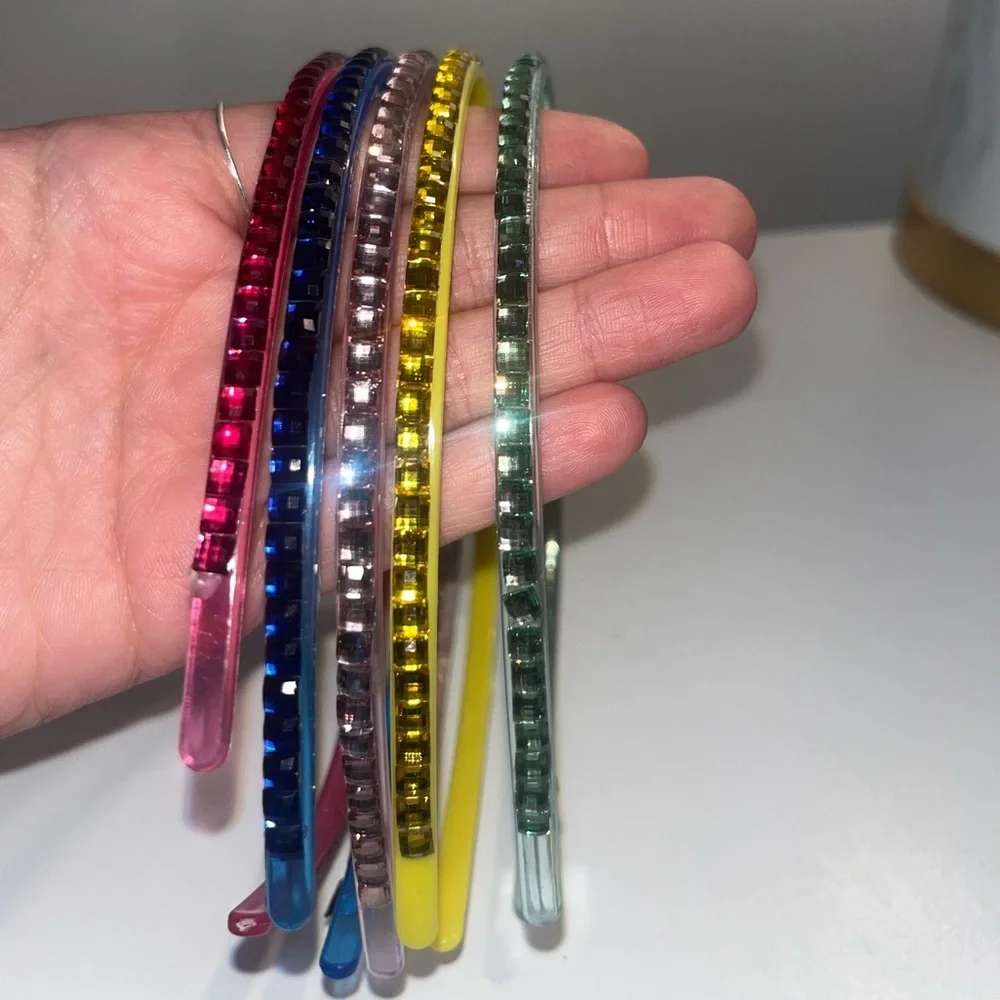 Set of 5 bedazzled headbands, rainbow colors​